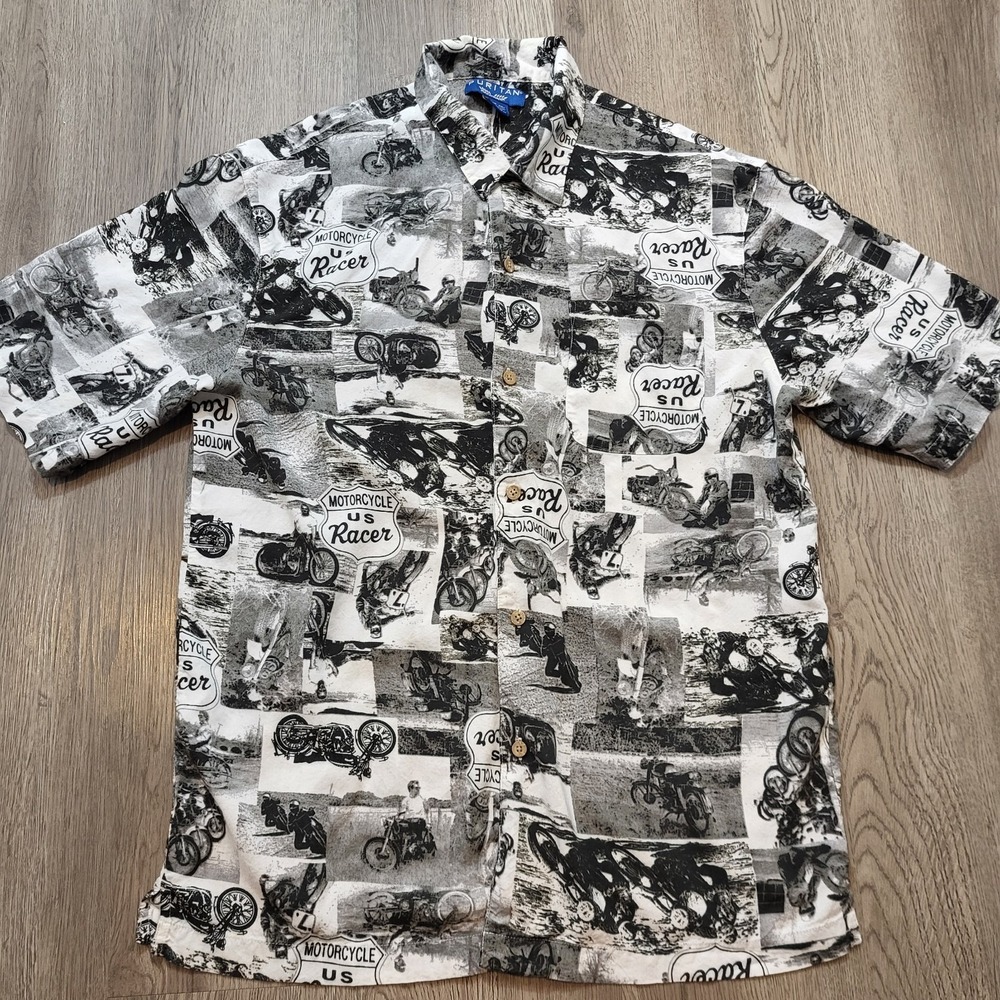 Vintage Puritan Men's Hawaiian Shirt Button up Motorcycle US Racer Sze‎ M